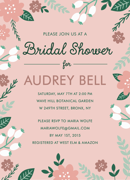 Blush Garden Bridal Shower Invite