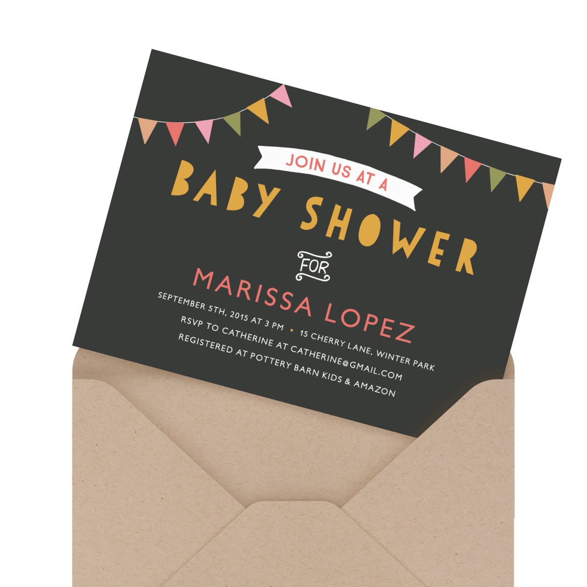 fun banner baby shower invite