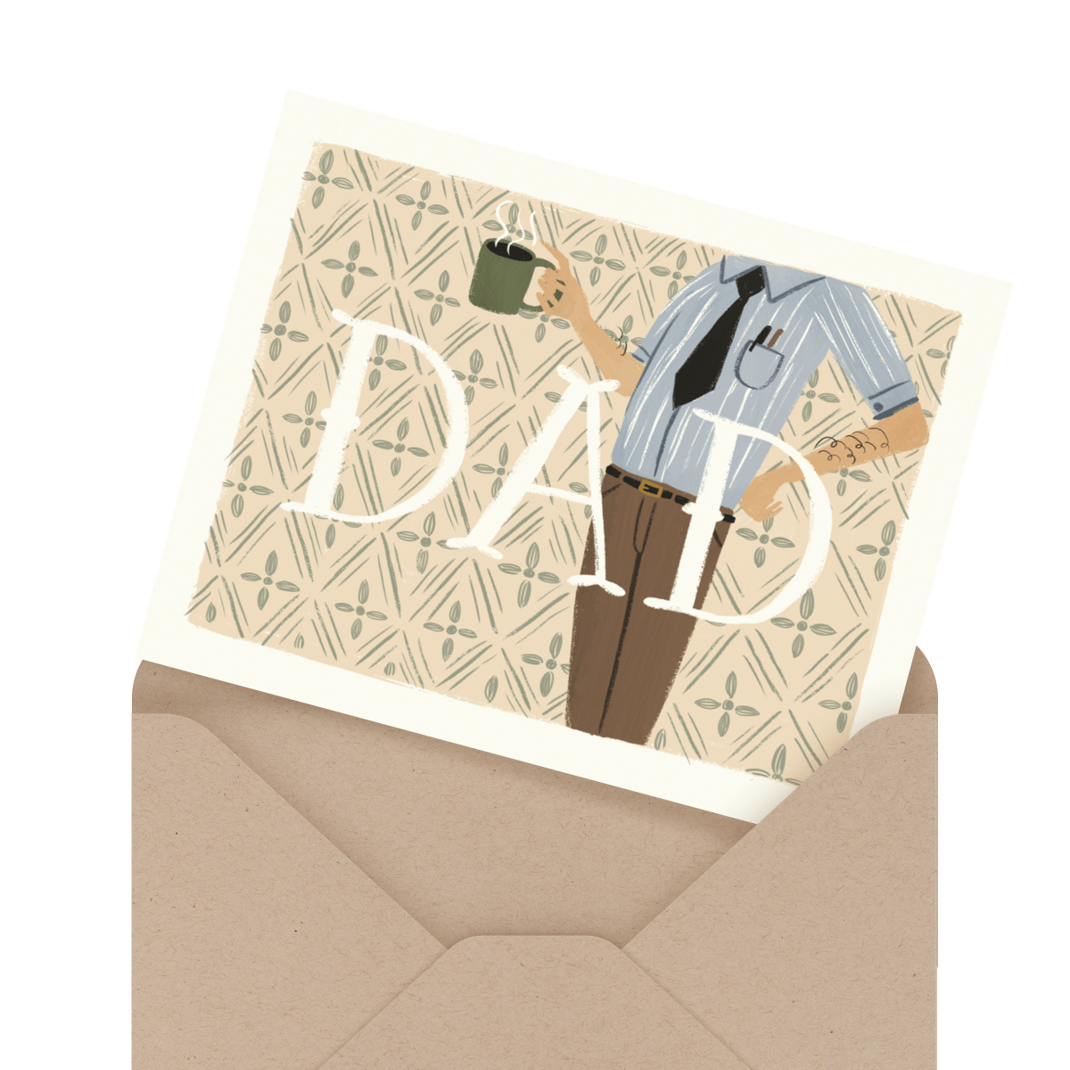 cute photo father's day card in envelope